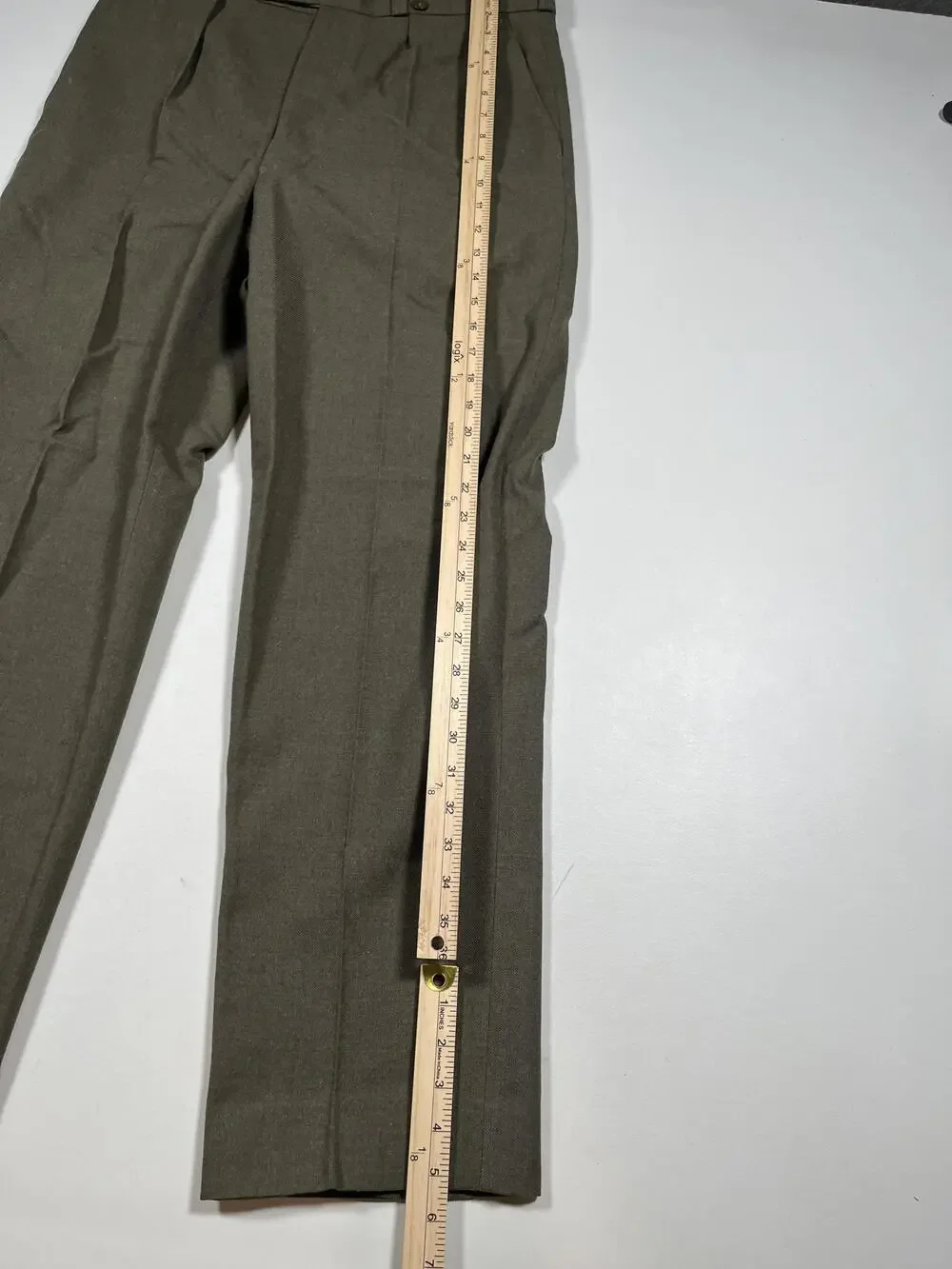 Vintage ABL Pants Mens Green Wool Dress Army Uniform Belgium 1976 Winter Read